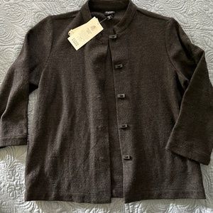 NWT Eileen Fisher Petite Small Wool Crepe Charcoal Gray Jacket